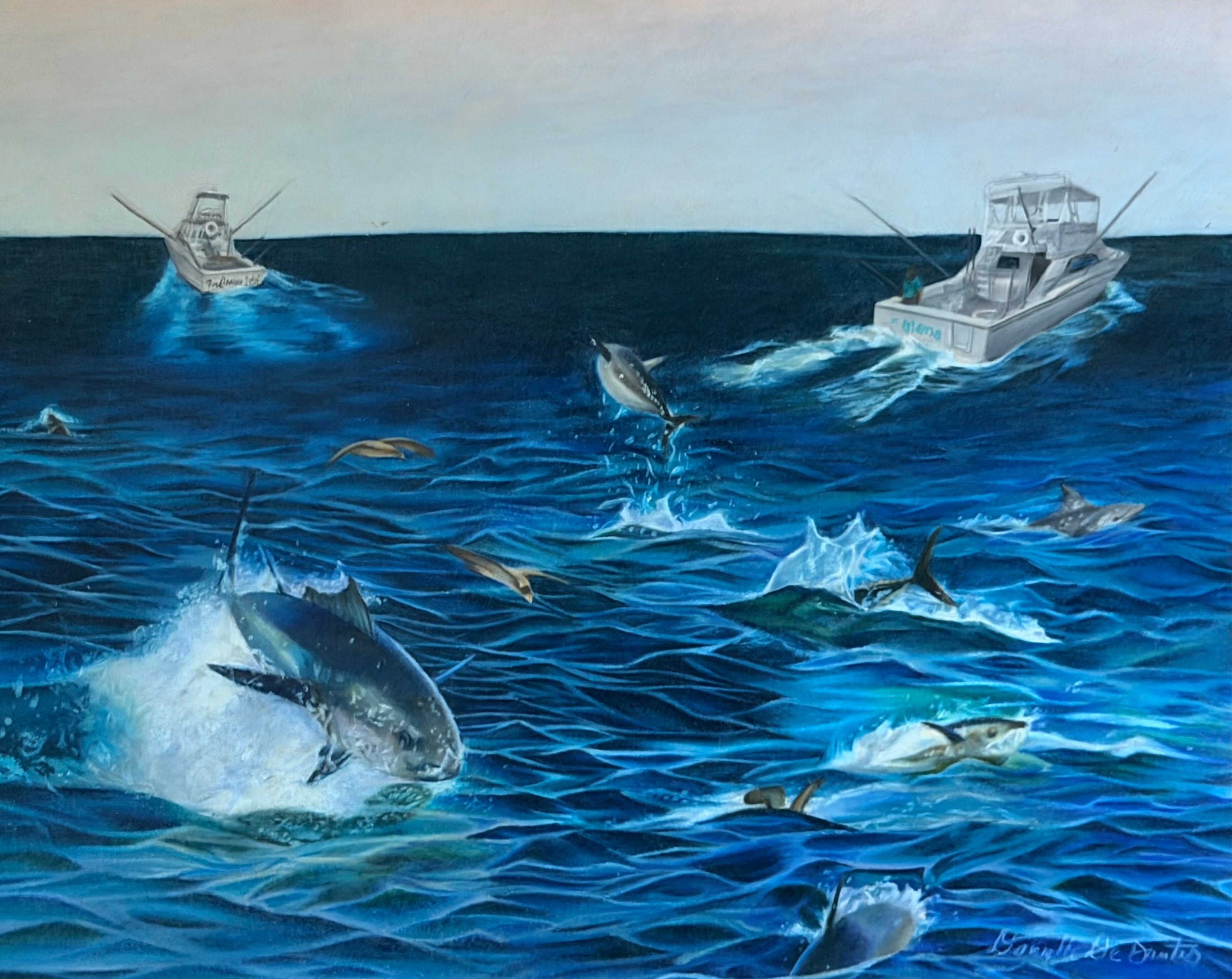 Tuna Fishing Scene Drawing